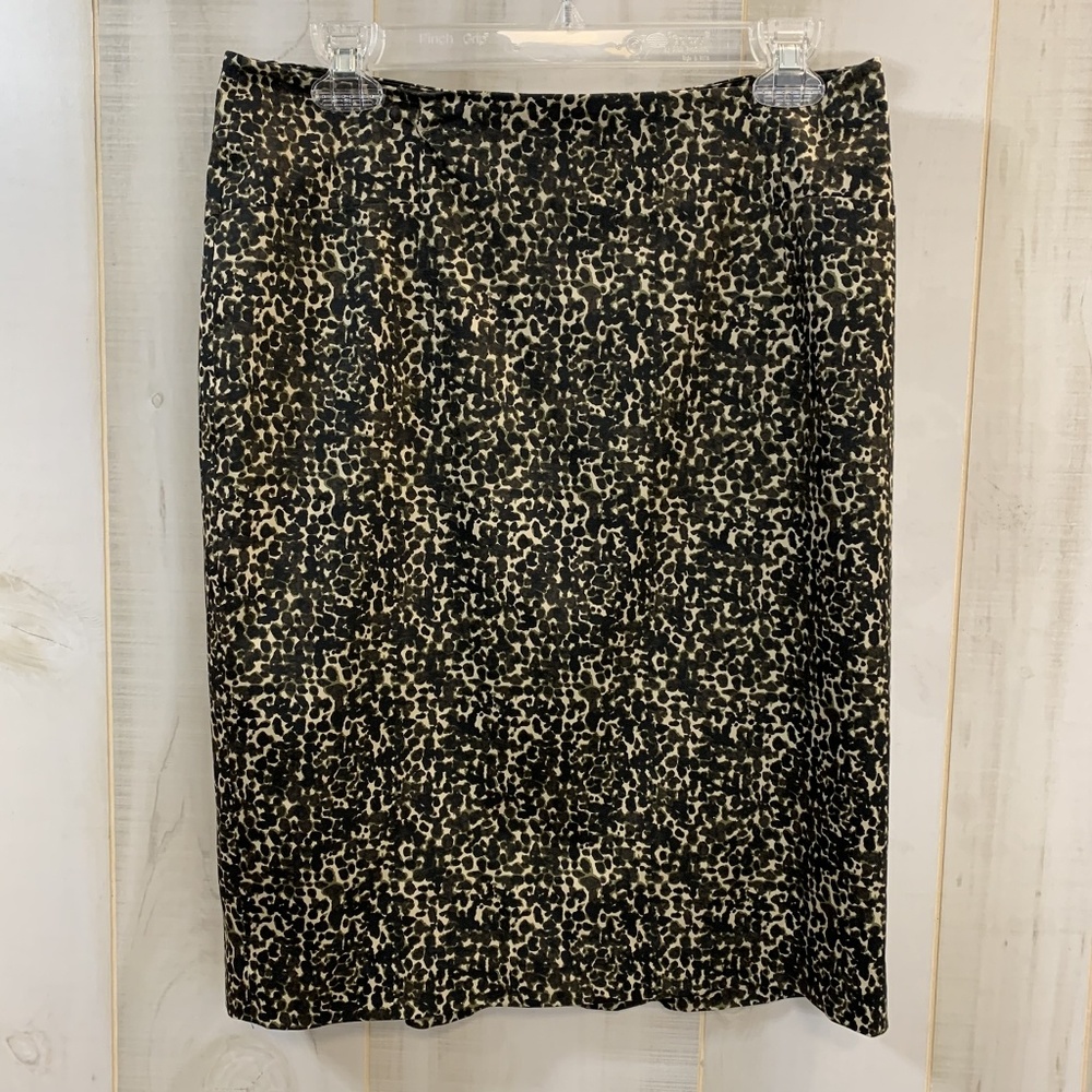 Ann Taylor black and tan graphic pencil skirt 6